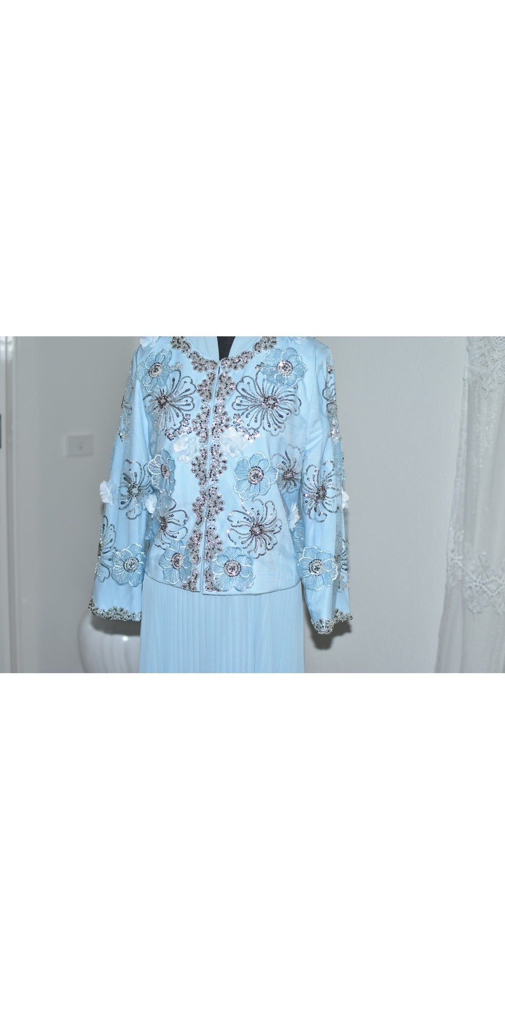 Dress with Beaded Coat - Blue