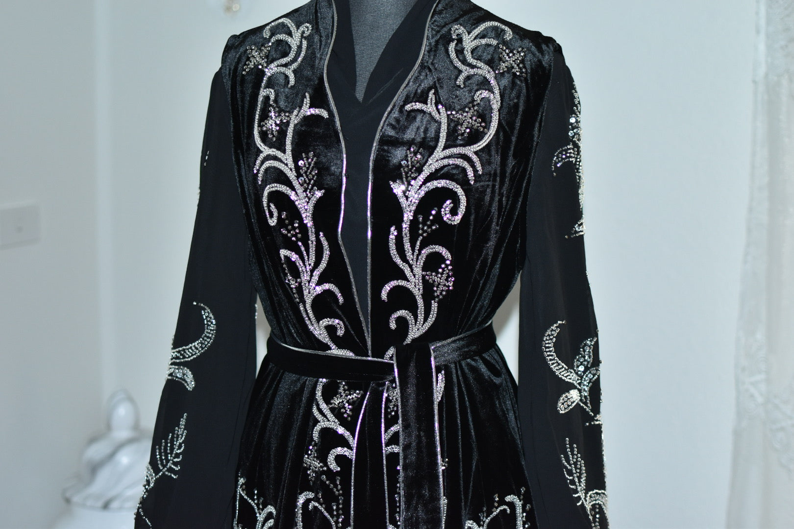 Dress with Beaded Coat - Black/Silver