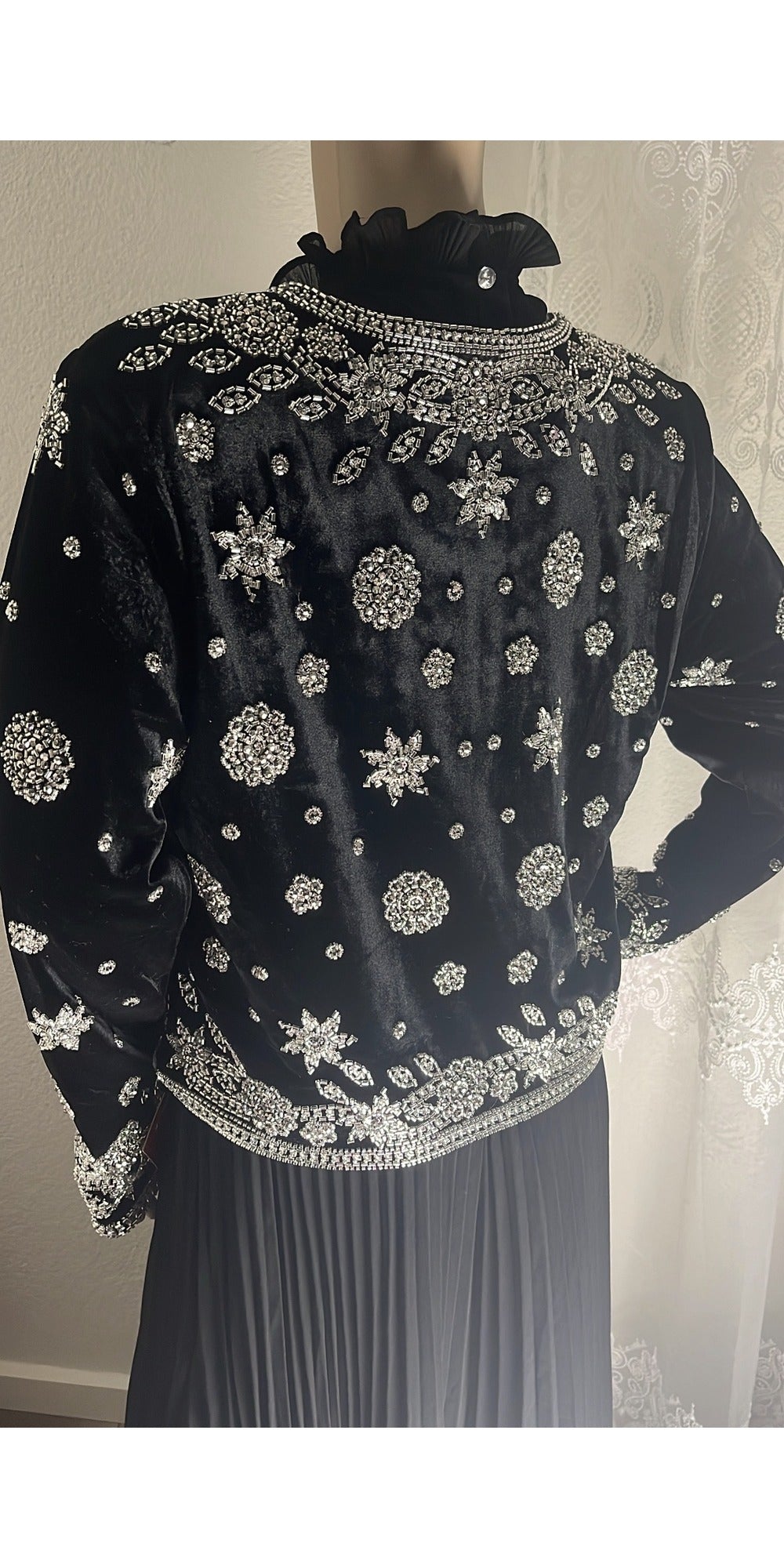 Dress with Beaded Coat - Black