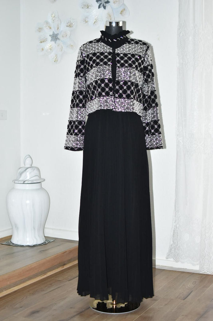 Dress with Beaded Coat - Black