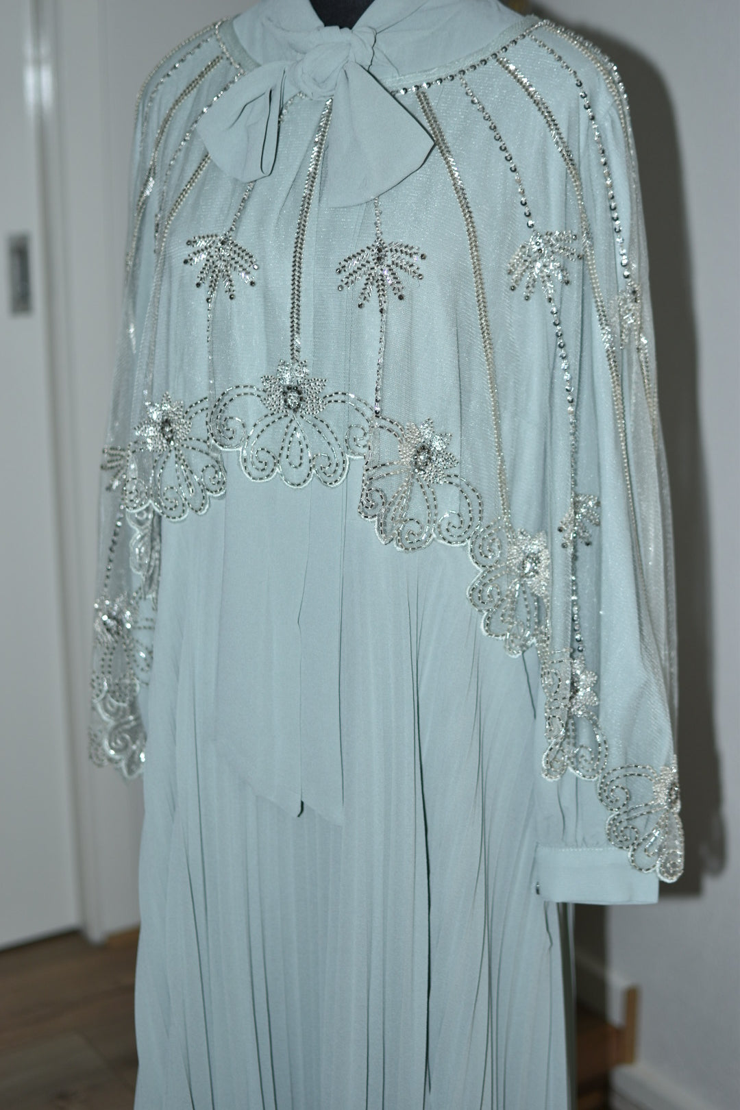 Dress with Beaded Cape - Grey