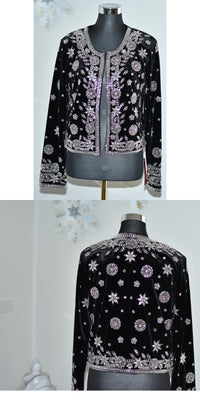 Beaded Coat - Black/Silver