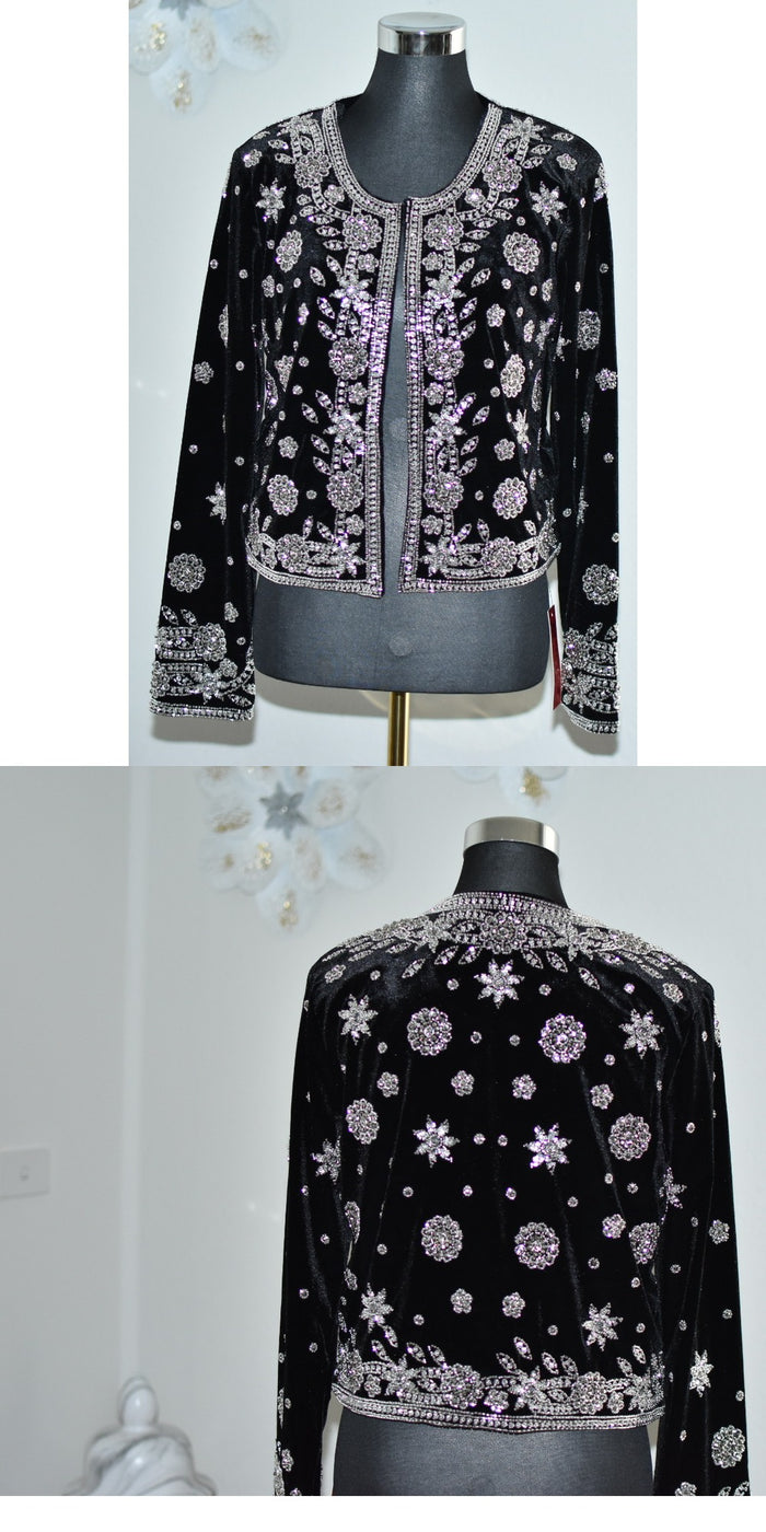 Beaded Coat - Black/Silver