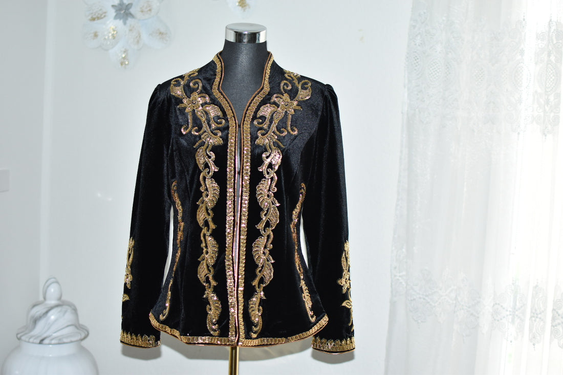 Beaded Coat - Black/Gold