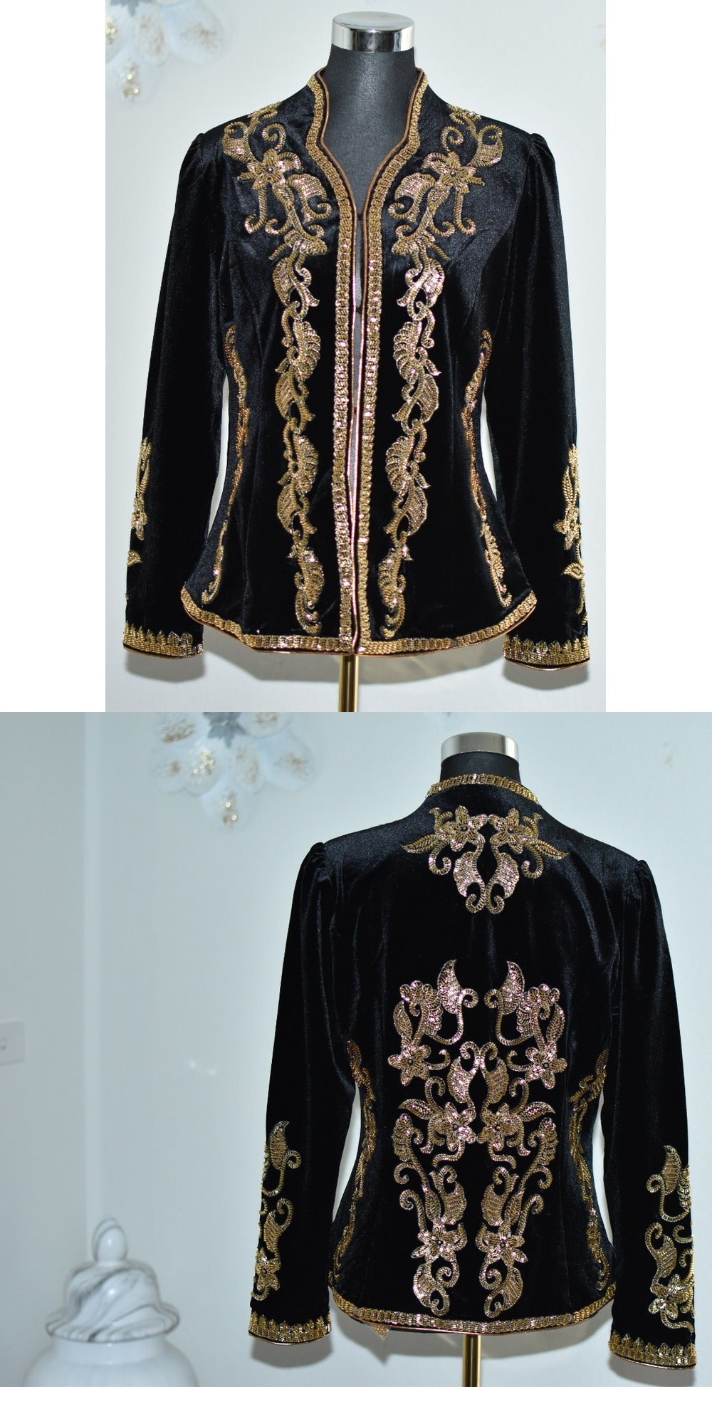Beaded Coat - Black/Gold