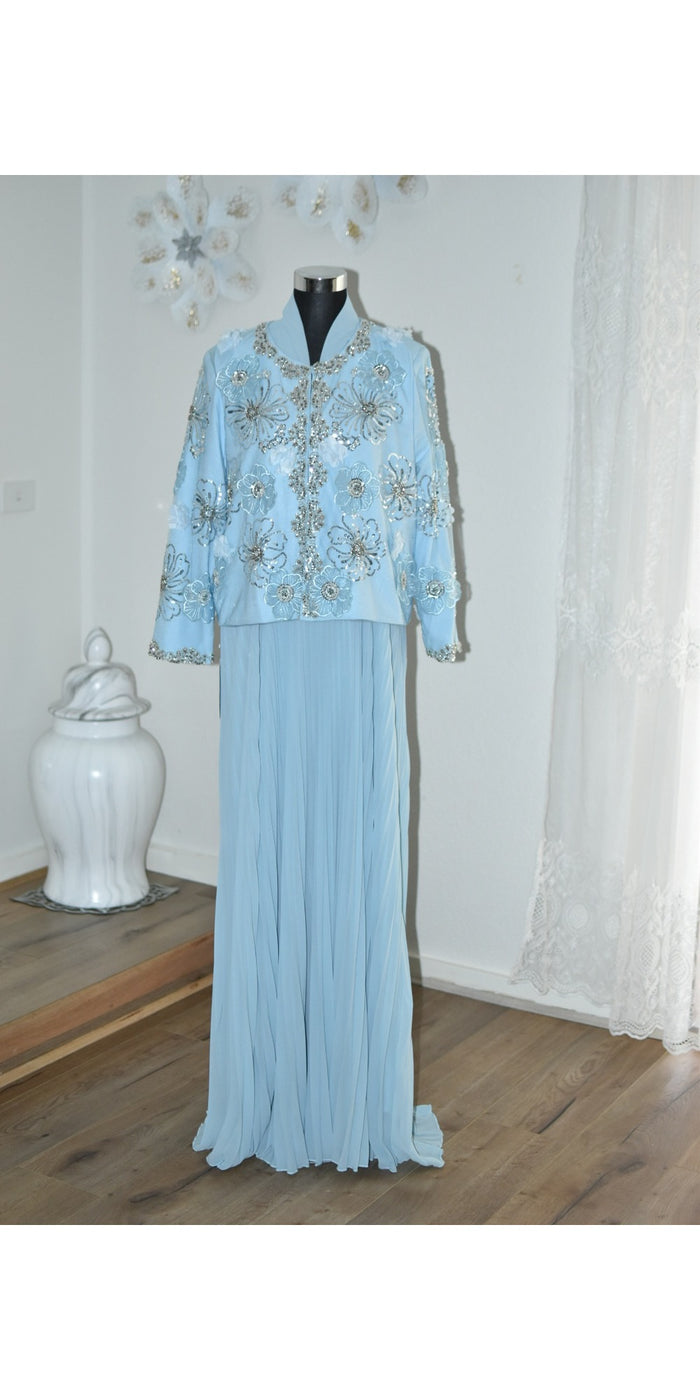 Dress with Beaded Coat - Blue