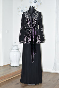 Dress with Beaded Coat - Black/Silver
