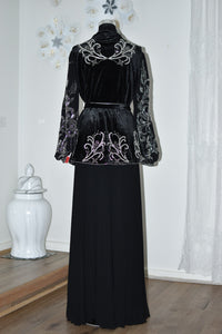 Dress with Beaded Coat - Black/Silver