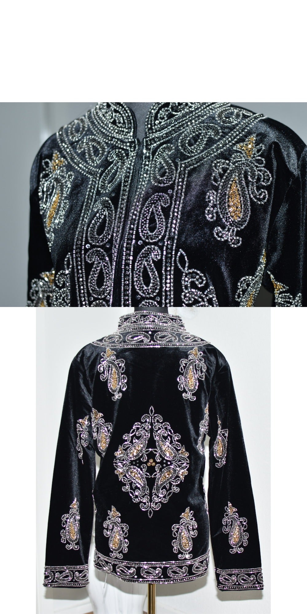 Beaded Coat - Black/Silver/Gold
