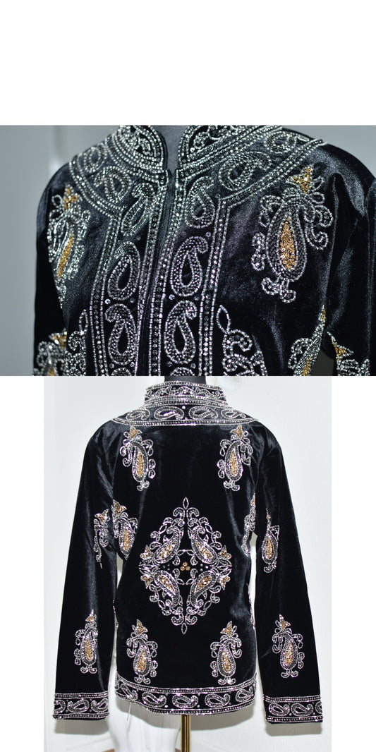 Beaded Coat - Black/Silver/Gold