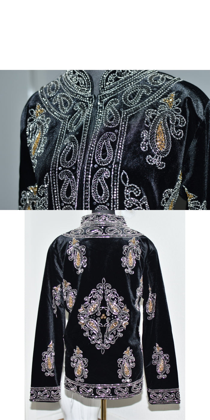 Beaded Coat - Black/Silver/Gold