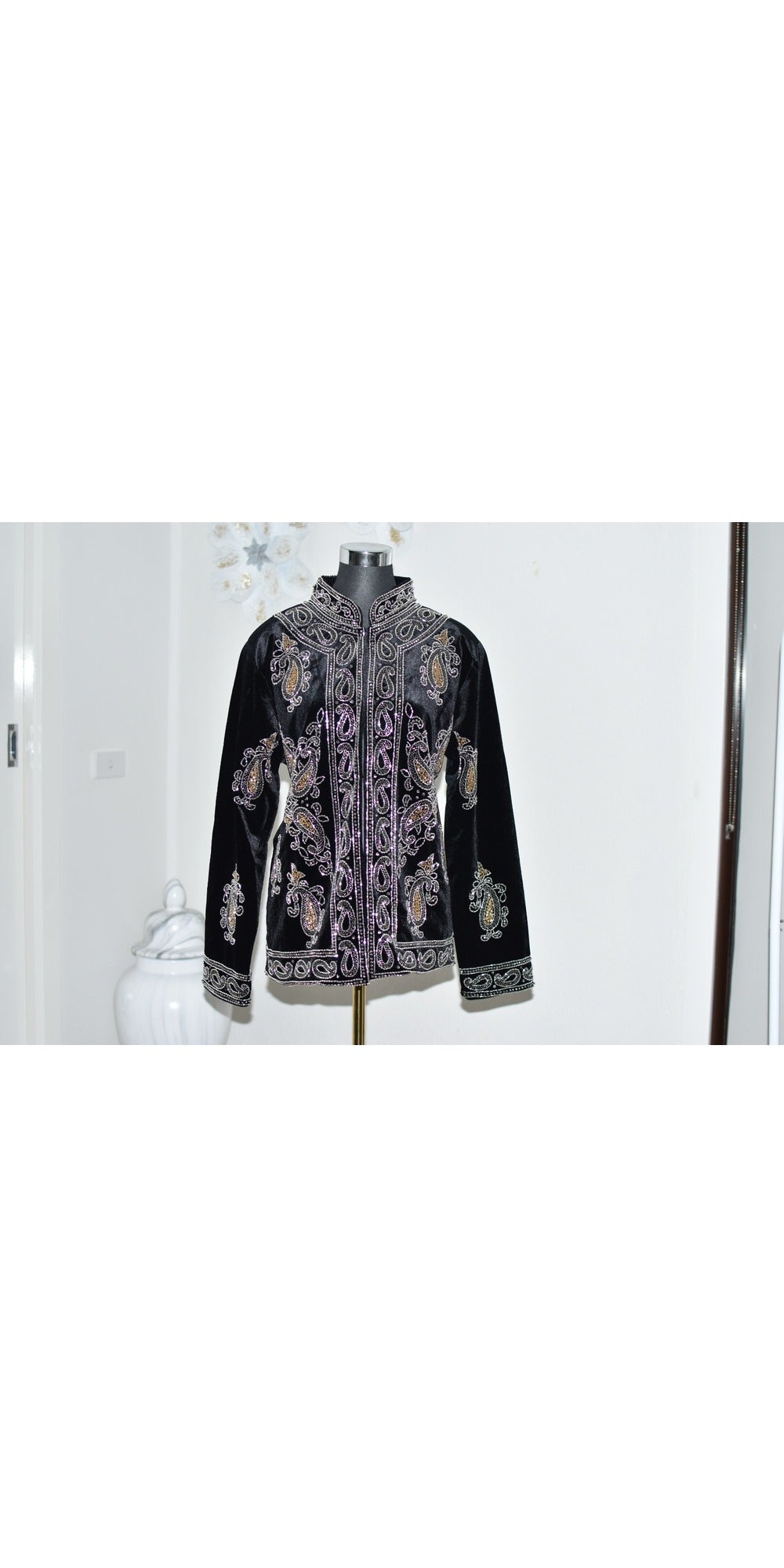 Beaded Coat - Black/Silver/Gold