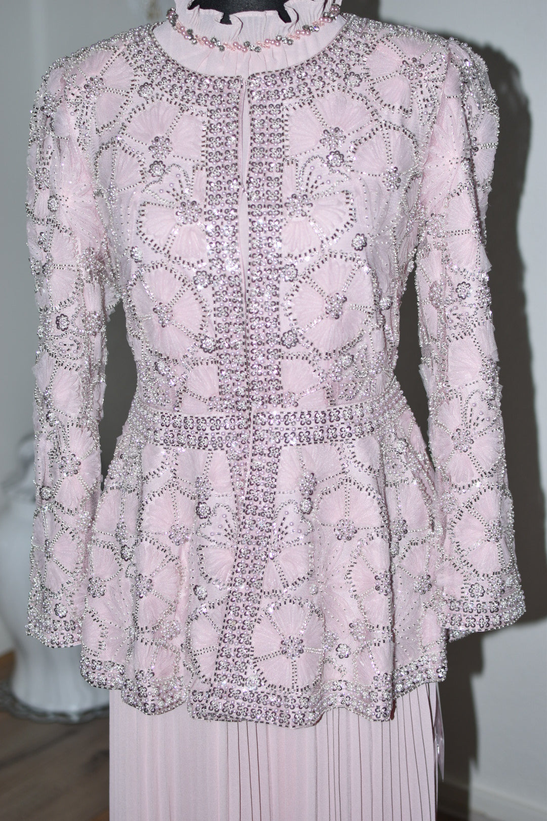 Dress with Beaded Coat - Pink