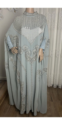Beaded Abaya - Grey