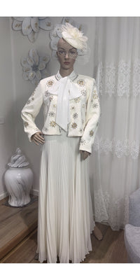 Dress with Beaded Coat - Beige