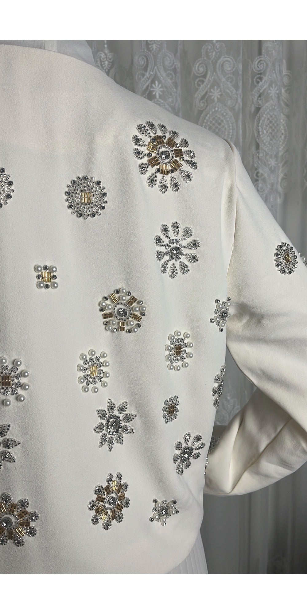 Dress with Beaded Coat - Beige