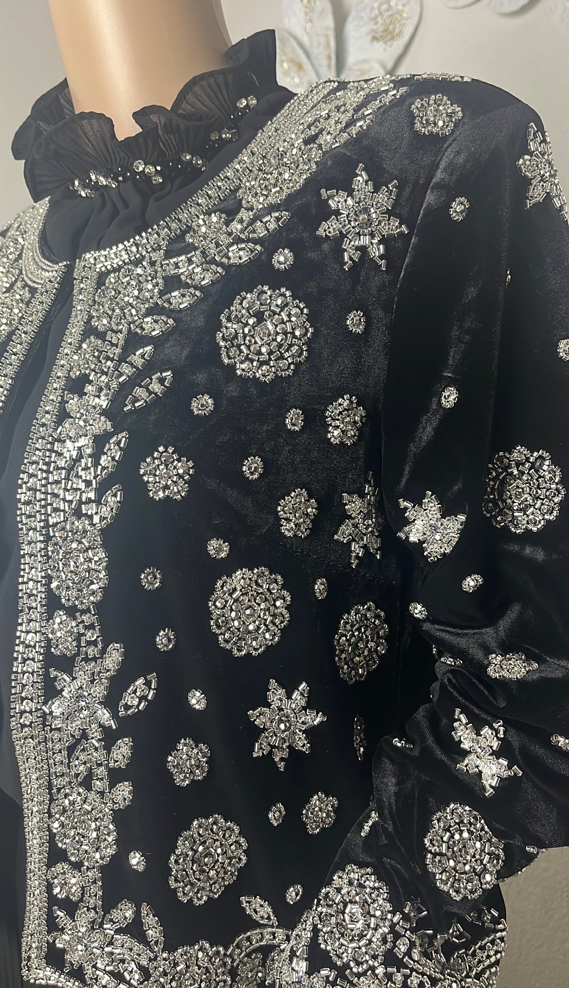 Dress with Beaded Coat - Black/Silver