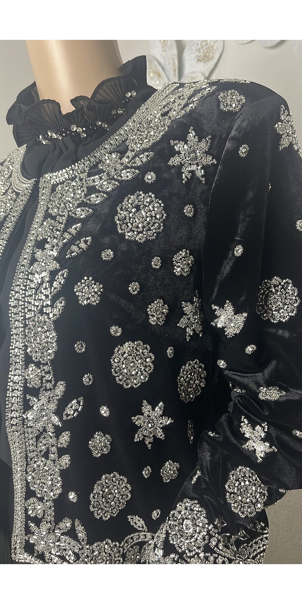 Dress with Beaded Coat - Black